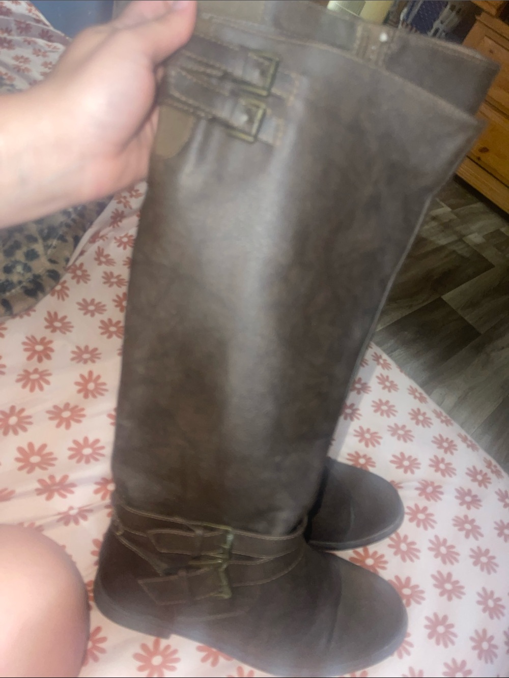 JustFab Brown Over-the-Knee Buckle Boots